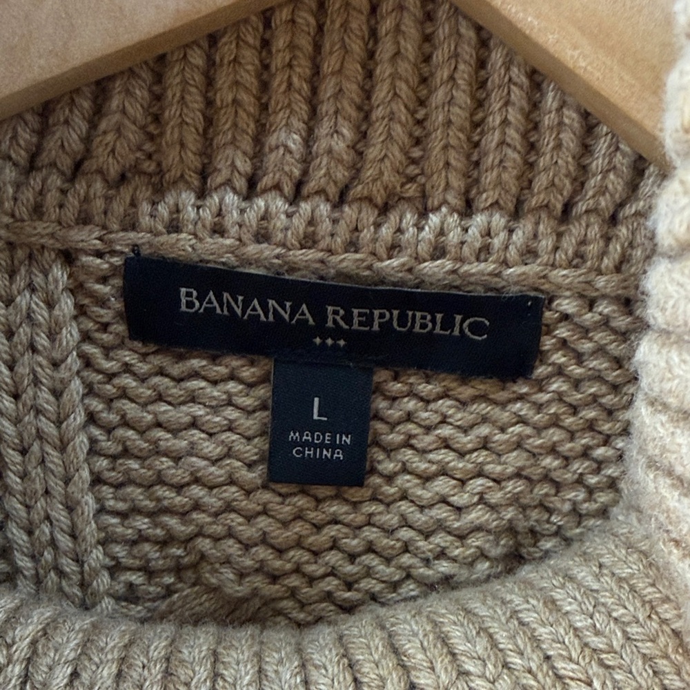 Banana Republic Chunky Knit Sweater Tan Size L - Picture 7 of 7